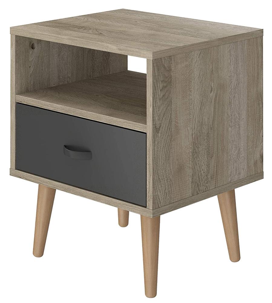 Table De Chevet 1 Tiroir Home Glow - Meuble De Nuit Sonoma L37 X H40 X P30 Cm