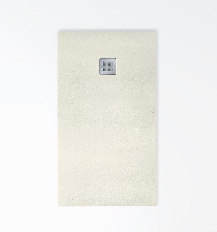 Plato de ducha de resina textura pizarra140x85cm - color:perla