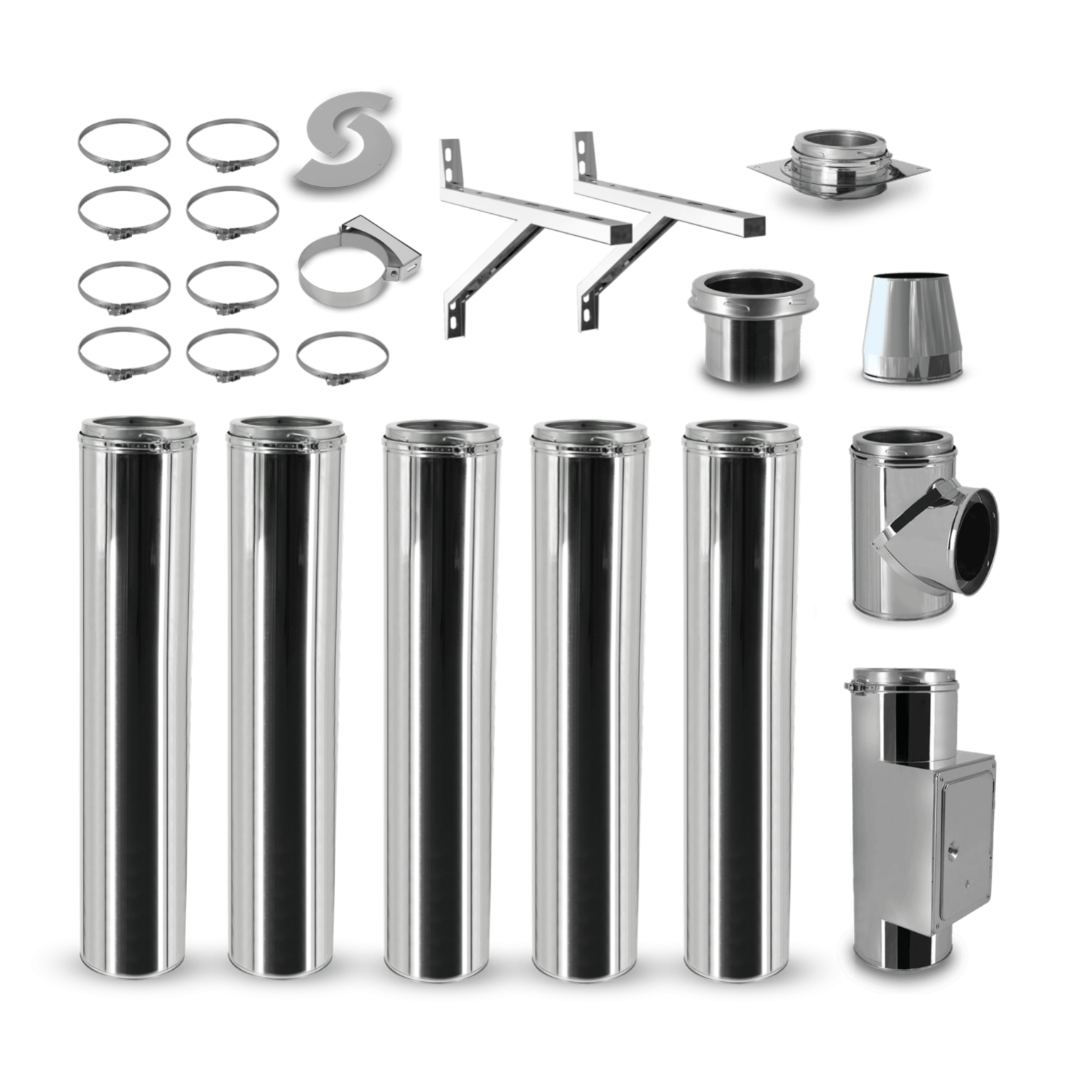 Cheminée Flexible Conduit Doublure - 125mm/1m - Multifuel Inox Acier Tuyau