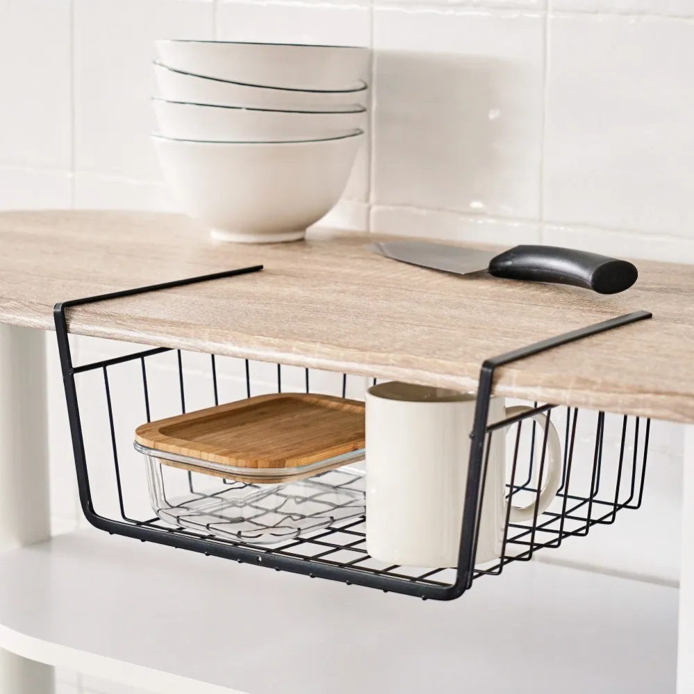 Cesto Portatutto RICOO KR001B – Sottopensile In Metallo Per Armadio, 37,5x9,5x22 Cm, Nero, Per Cucina, Ufficio E Bagno - 4