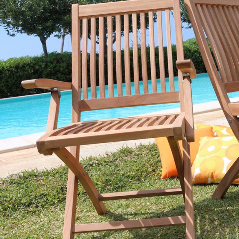 Poltrona Montena pieghevole con Braccioli in legno balao