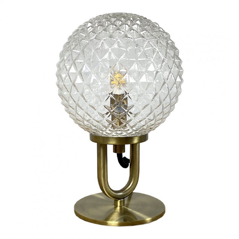 Lampe boule cristal art déco vintage laiton brossé - CRYSTAL 6757