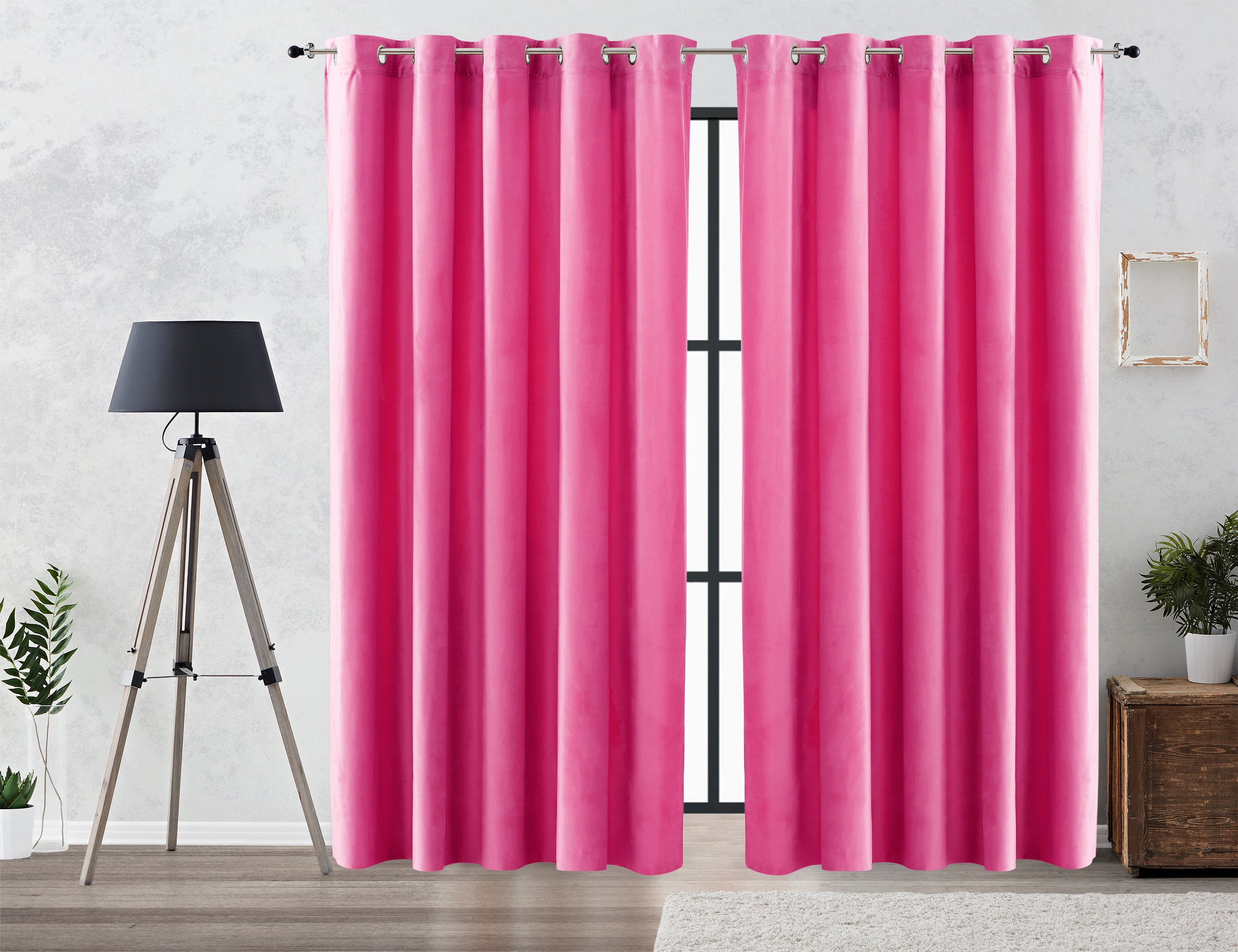Vipalia cortina efecto aterciopelado oscurante lisa anillas 200x260 cm rosa