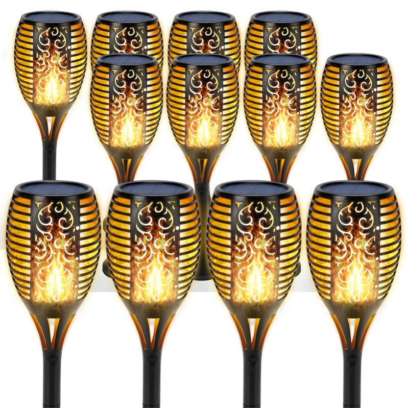 2 Lampes Solaires Extérieures Flamme - Allumage Automatique Crépuscule/aube, Décoration De Jardin Résistante Aux Intempéries
