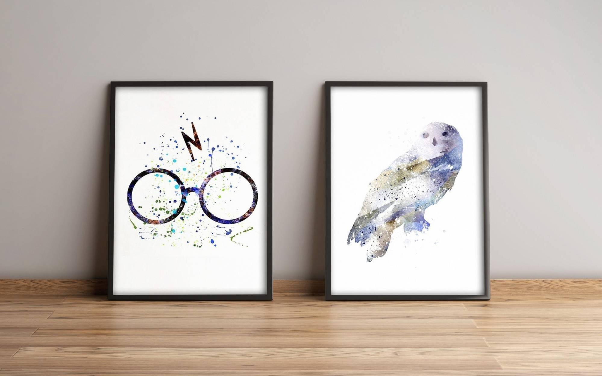 Lot de 2 tableaux encadrés Harry Potter L74xH51cm Motif lunettes et