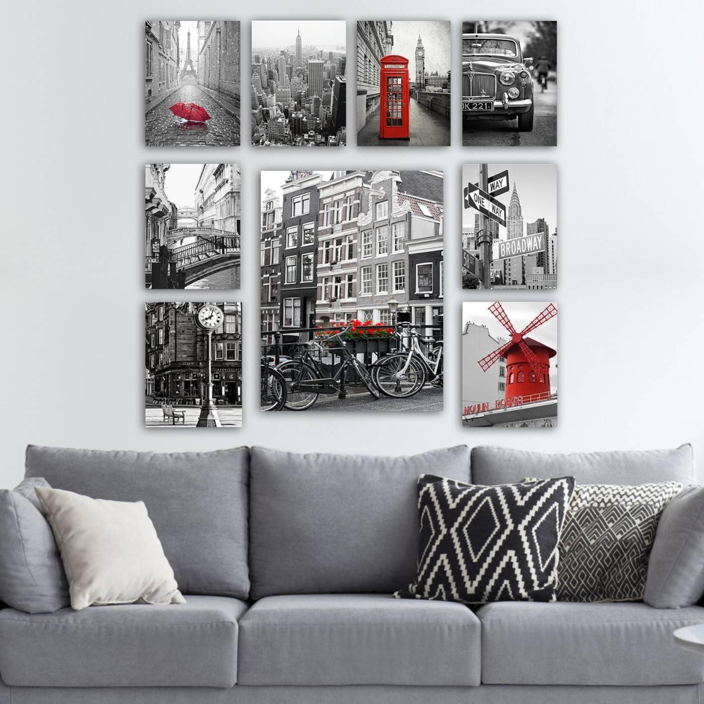 Lot De 9 Panneaux En Feutre Adhésif 80x40 Cm - Tableau Memo Mural, épaisseur 0,85 Cm, Gris, Autocollant