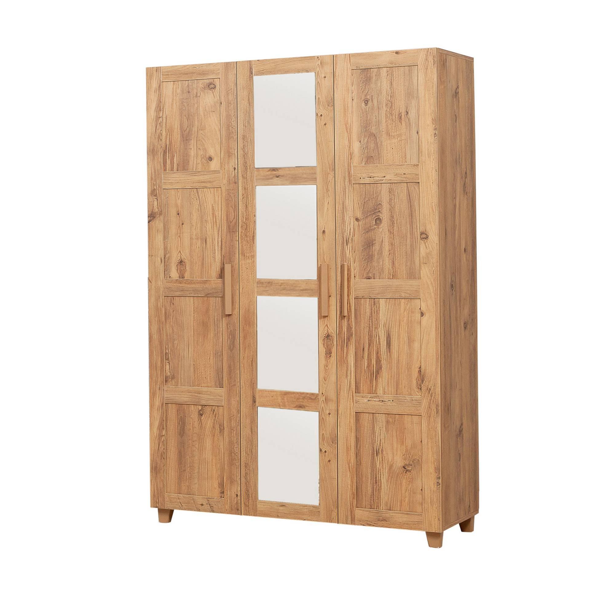 Armoire 3 portes avec miroirs Thoris L120cm Pin Leroy Merlin