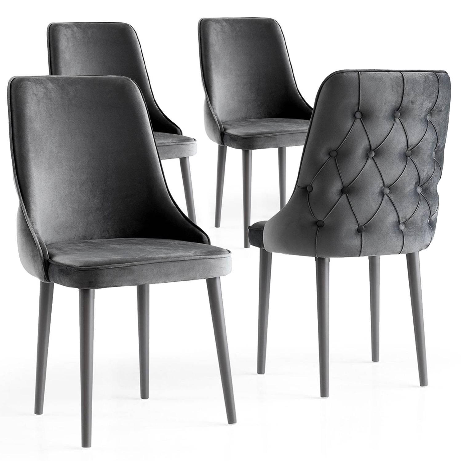 Lot de 4 chaises restaurant hêtre marron foncé intérieur