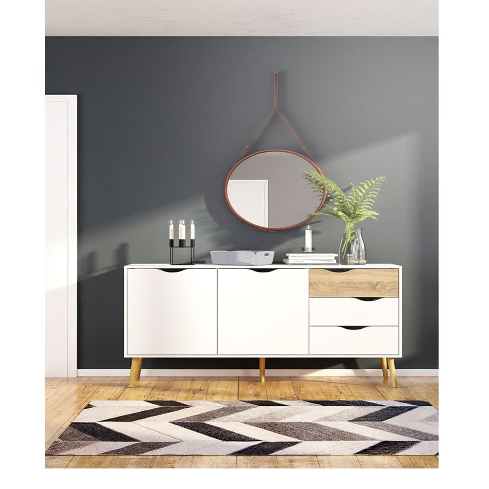 Credenza Bassa Per Cucina Soggiorno Colore Rovere E Bianco Opaco