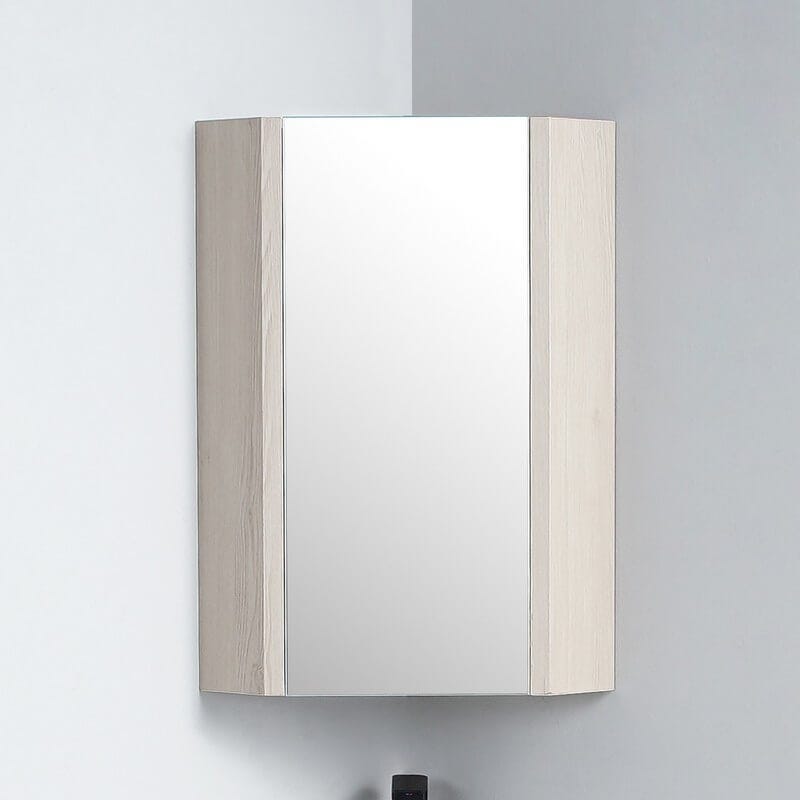 Meuble Miroir d'Angle de salle de bain Chêne Gris 31x31cm - Scandinave