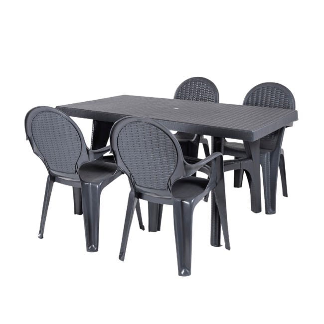 Conjunto de mesas y sillas de jardín, apilables, Resina, Color | Leroy Merlin