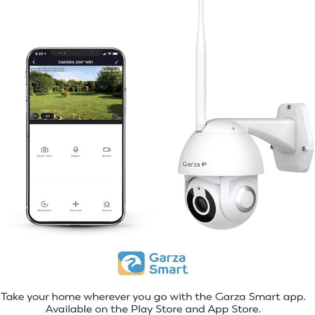Garza Smart - Pack de 2 Cámaras de vigilancia exterior Wifi 1080P HD: IP65,  Visión Nocturna, Detección De Movimiento y Control por app