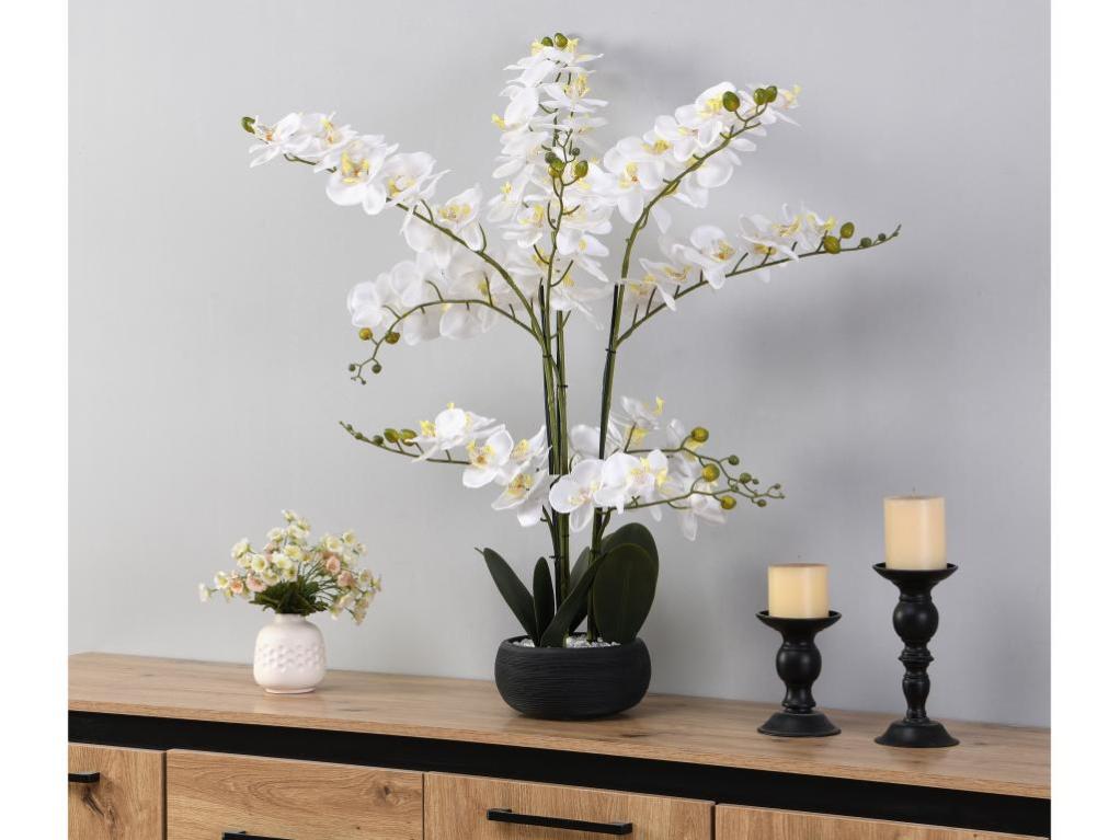 Decovego Orchidea Artificiale Con Vaso 75 Cm Bianco – Pianta Finta Realistica, Flessibile E Senza Manutenzione