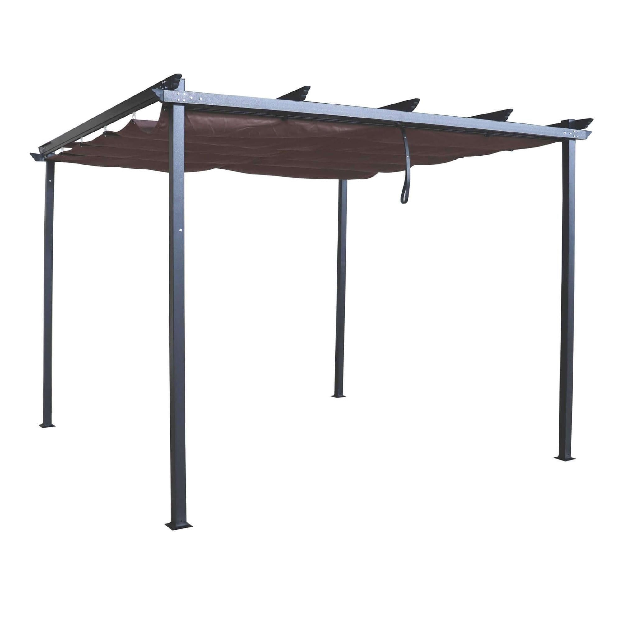 Gazebo pergola in alluminio 3x3 mt con tetto chiudibile a carrucola