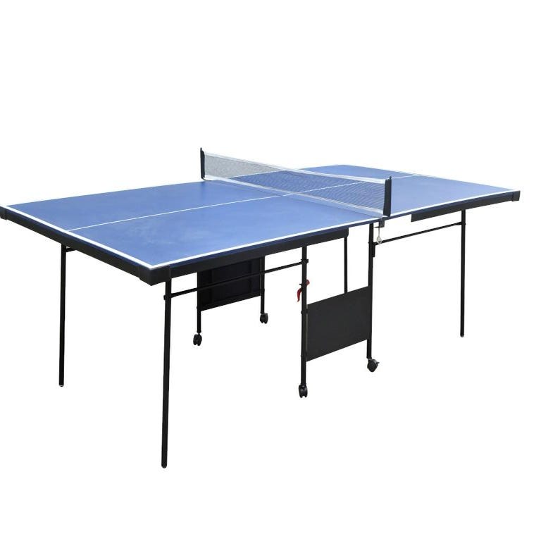RELAX4LIFE Table de Ping-Pong Pliable avec 2 Raquettes, Table de Tennis  Portable avec 2 Balles et Filet pour Intérieur/Extérieur, Armature en Alu  et 6 Pieds Antidérapants, 152X76X76CM,Bleu