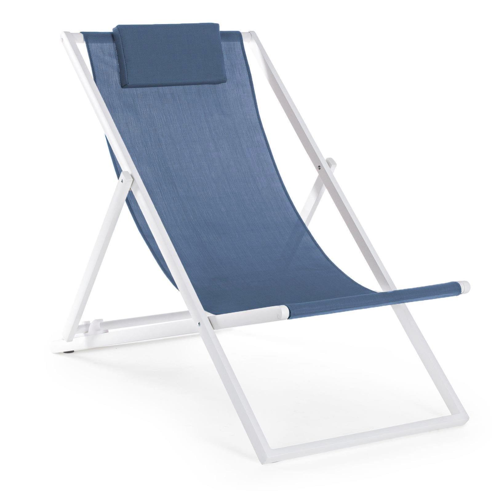 Sdraio Pieghevole In Alluminio Con Schienale Reclinabile 3 Posizioni - Telo Texilene, Per Giardino E Piscina - Foto 2