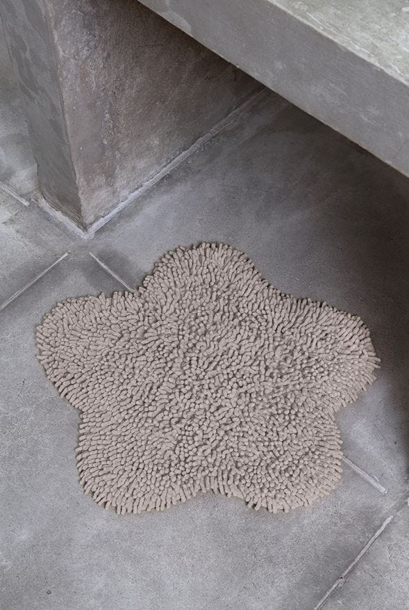 Tappeto bagno a forma di stella, 100% cotone, colore tortora