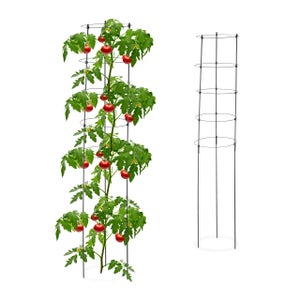 Relaxdays Tuteur à tomates en lot de 2, pour plantes grimpantes, en métal,  non fixe, H x D : 174 x 42 cm, noir