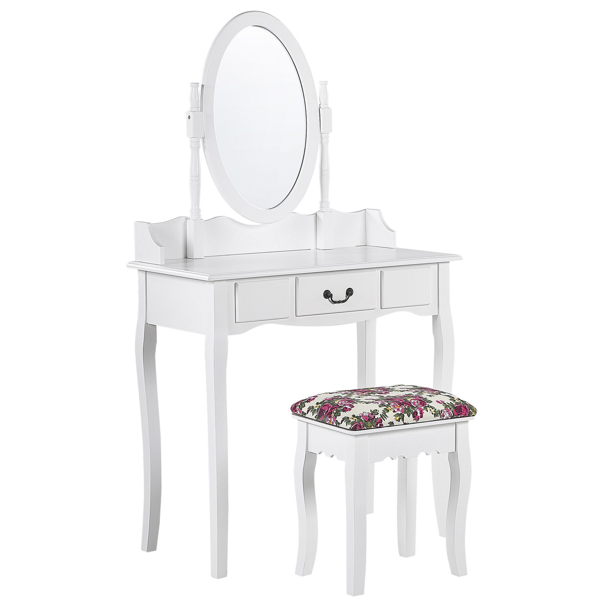 CARME Sorrento Set 4 Pezzi: Toeletta, Sgabello, Specchio LED Touch E Tavolino - Maniglie Oro Rosa