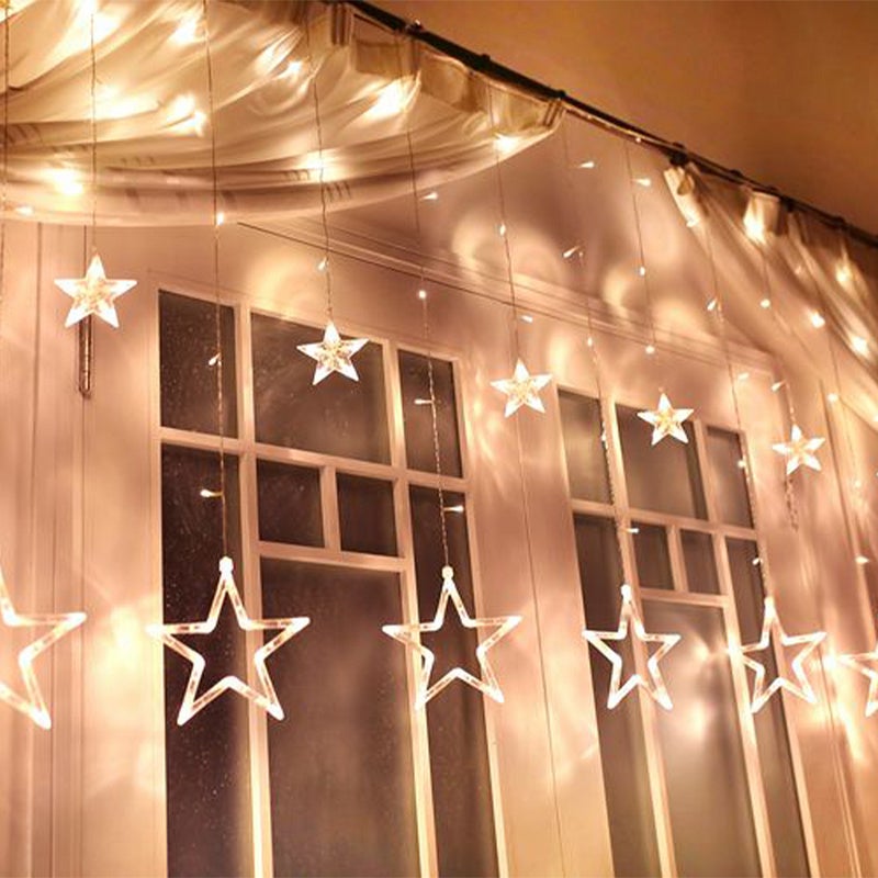 Guirlande lumineuse LED 12 étoiles décoration fête rideau lumineux