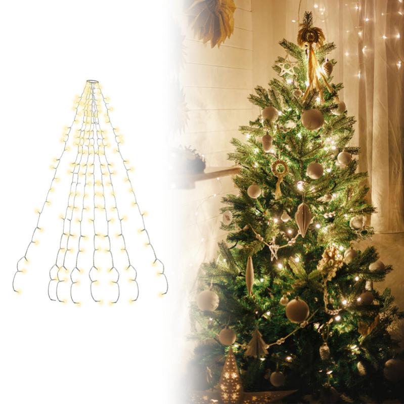 Guirlande Lumineuse LED 280 Lumières - 2m X 8 Branches - Pour Sapin De Noël (1,5 à 2,8 M) - Étanche IP44 - Blanc Chaud 2500K