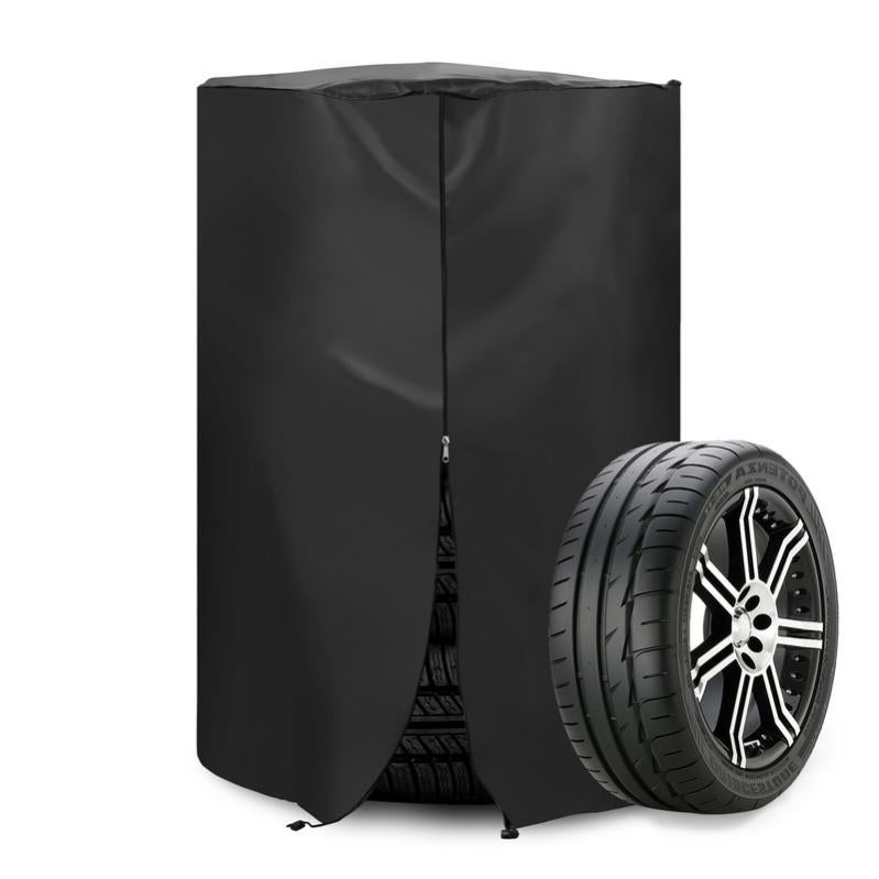 Lot De 4 Housses De Protection Pour Pneus (19 à 23 Pouces) - Noir Et Rouge - Imperméables à La Poussière