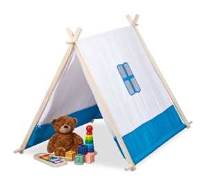 Tente tipi indienne enfants intérieur extérieur bleu avec étoiles  115x115x160 cm ECD GERMANY