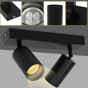 Plafonnier Lampe de Salon 2 à Flammes Spots Mobile Noir LED