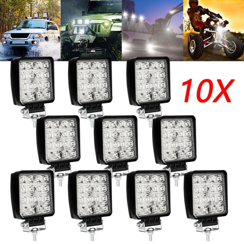 2X 48WProjecteur Phare De Travail 12V 24V LED Carré LED Moto Spot Feux Additionnels Offroad Lampe 90392597