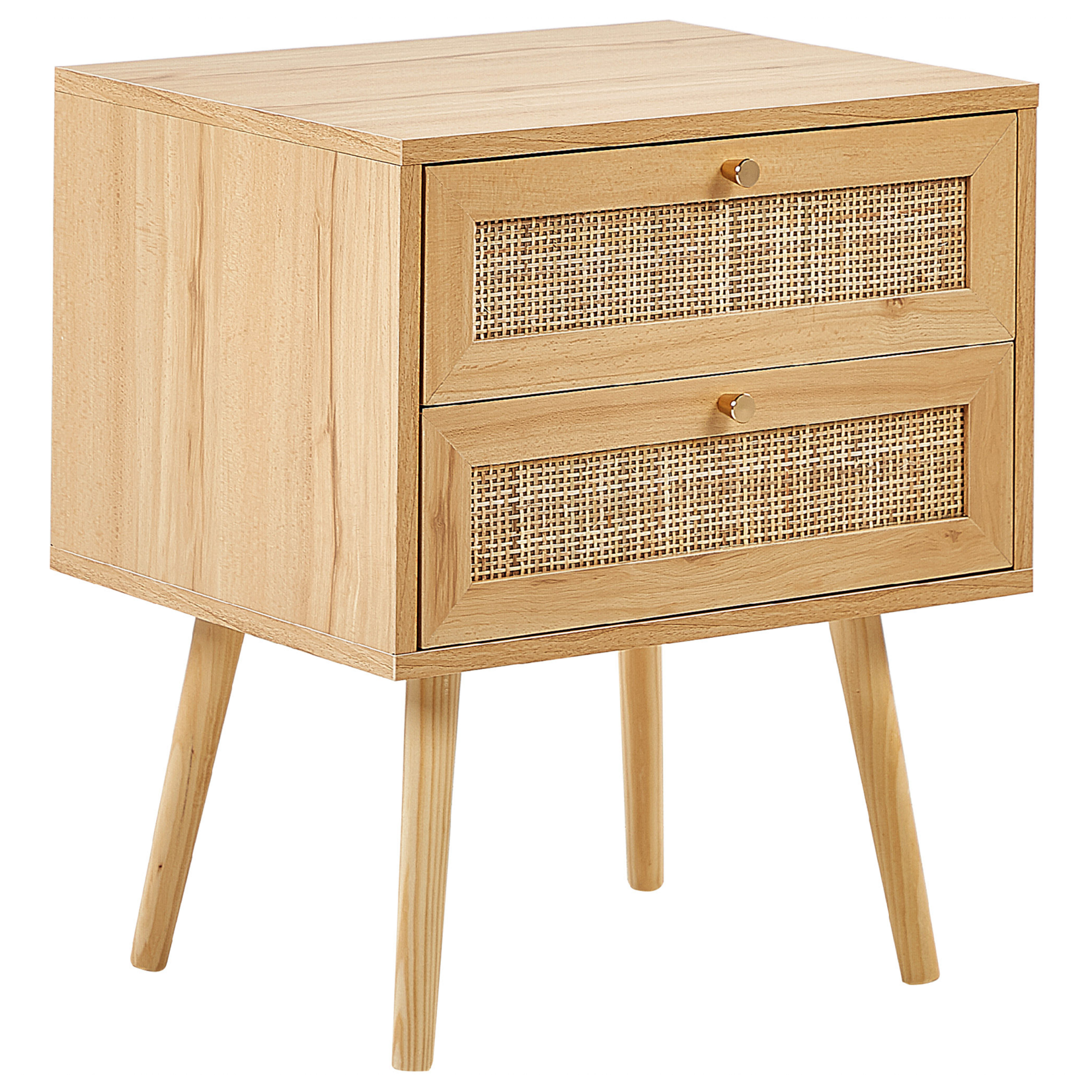 Rovaurx Comodino In Rattan Naturale Con 3 Cassetti E Stazione Di Ricarica USB, Stile Boho, Dimensioni 60x40x71 Cm
