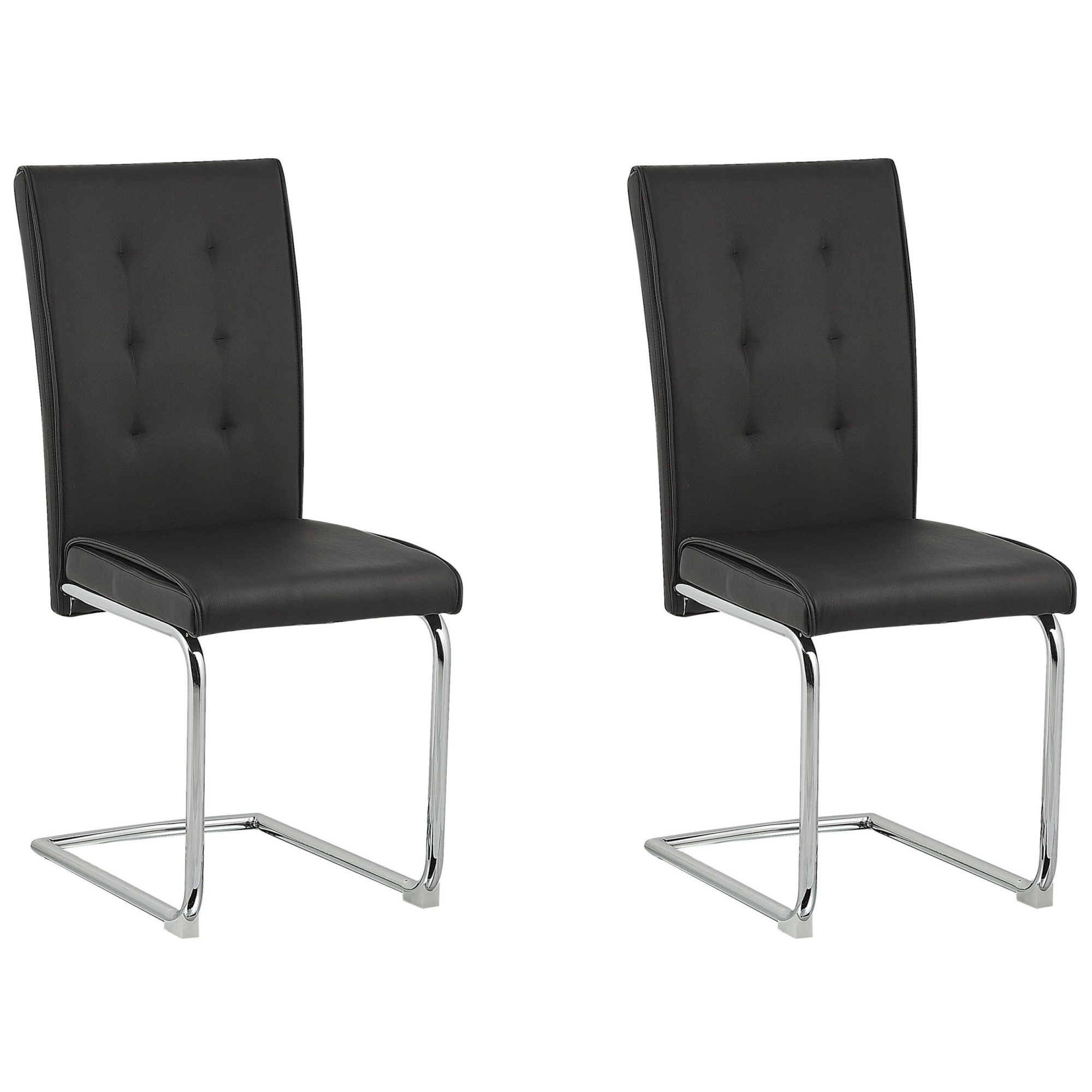 Lot De 2 Chaises Beliani Rigby - Métal Et Simili-cuir Noir - Style Moderne