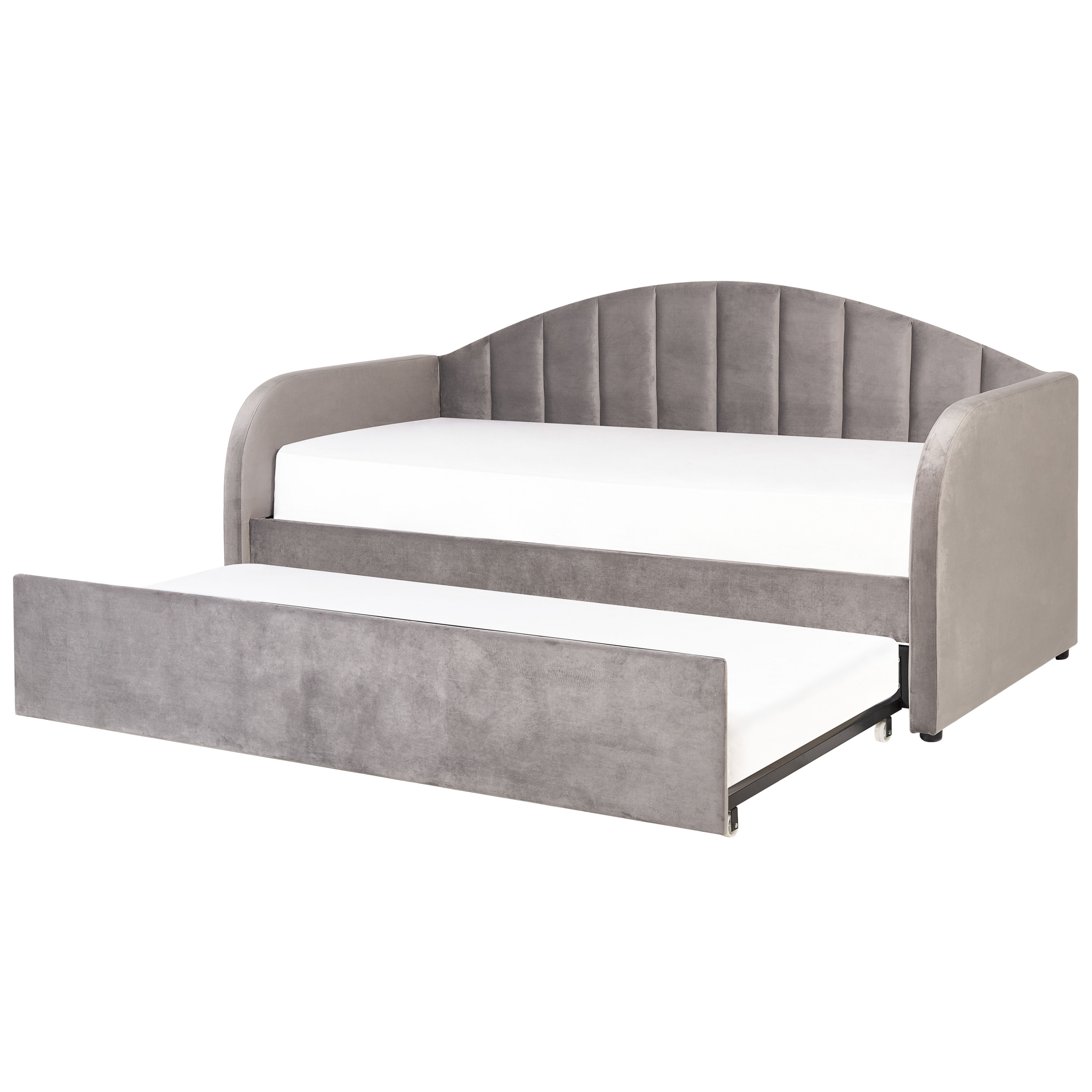 Beliani cama con somier de terciopelo gris claro 90 x 200 cm eyburie