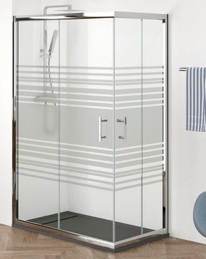 Mampara ducha rectangular corredera, 80x90x195 cm, vidrio de seguridad 6  mm. transparente con anti-cal, perfil cromado brillo.Reversible