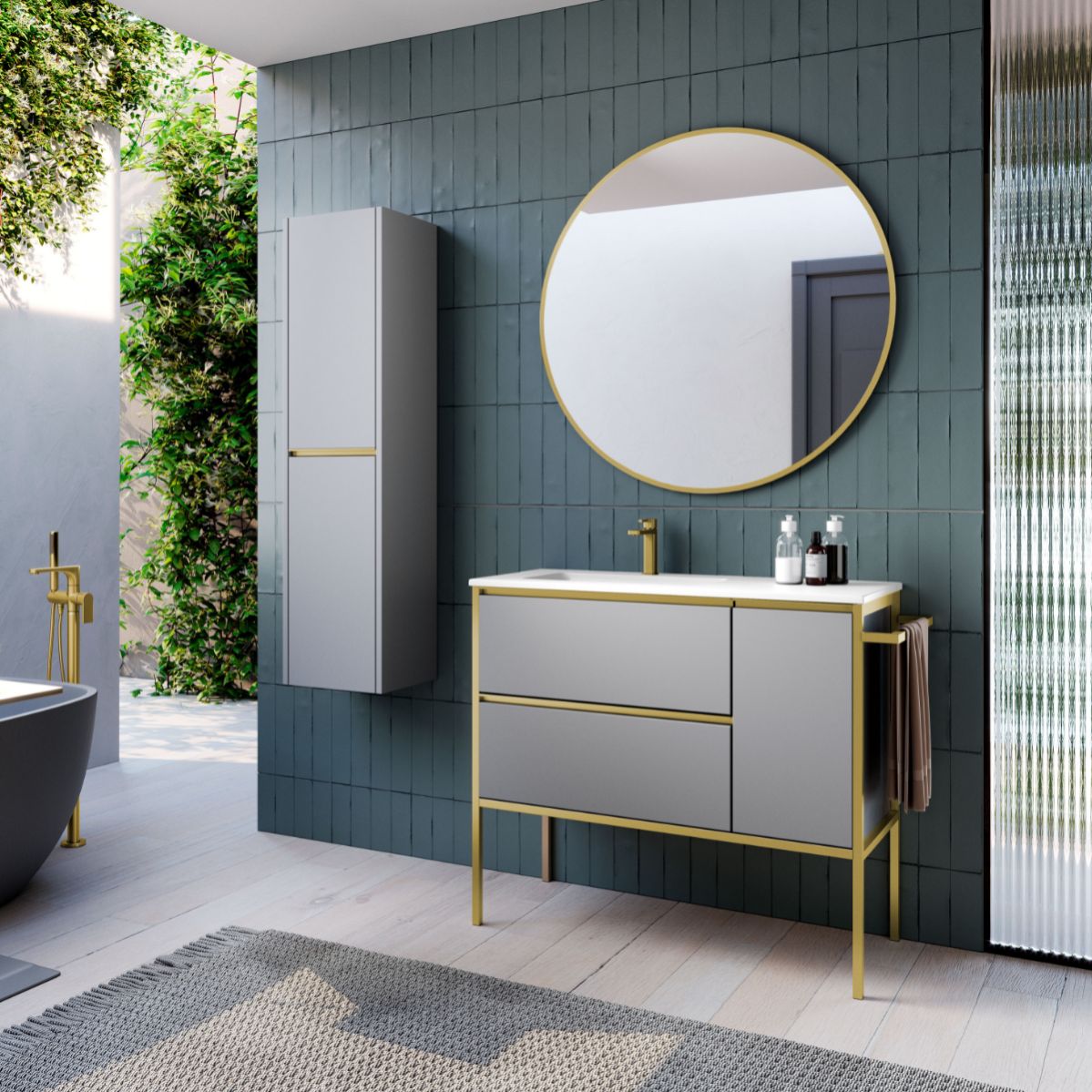 Mueble Ba o al Suelo con Lavabo Cer mico 100cm 2 Cajones