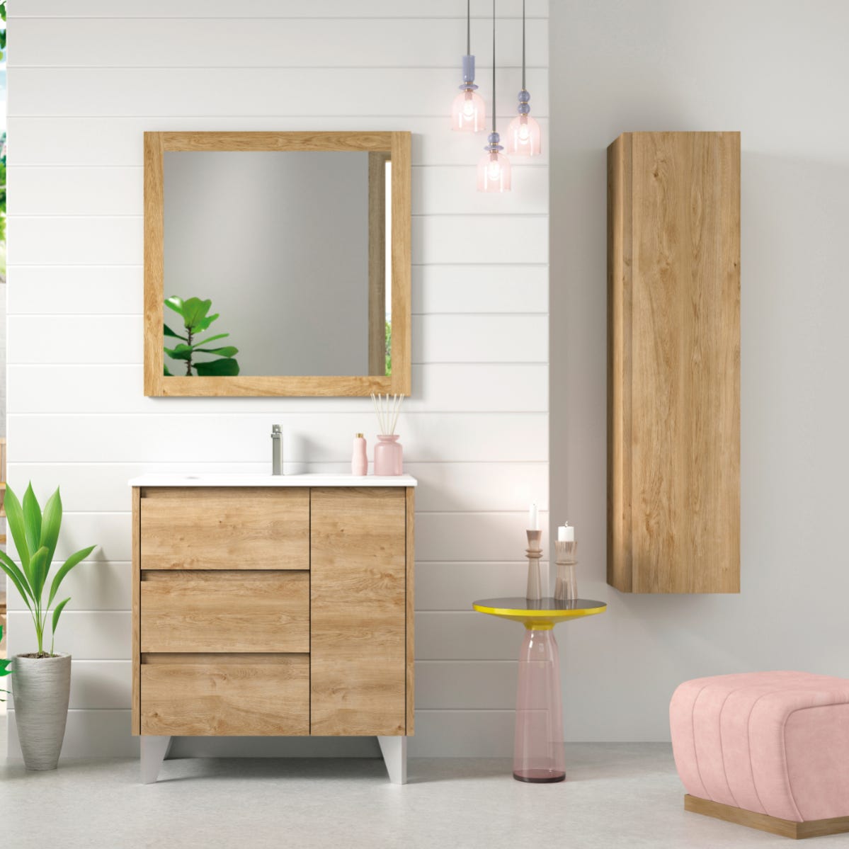 Mueble Ba o al Suelo con Lavabo Cer mico y Patas 70cm 3