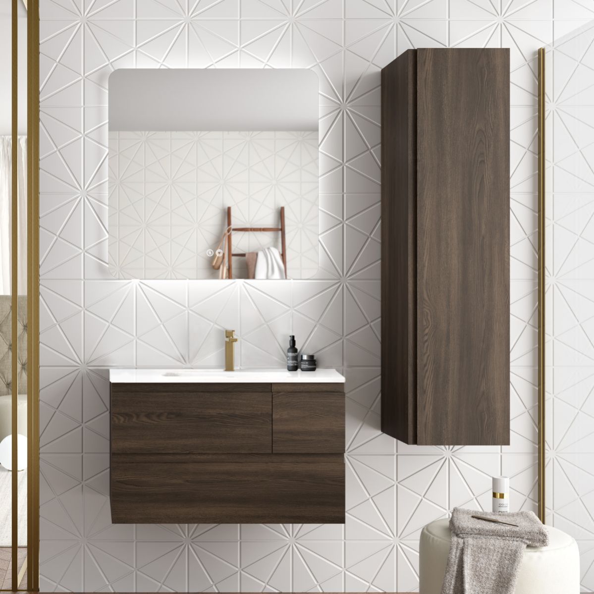 Mueble de Ba o Suspendido con Lavabo 100 cm 3 Cajones Cierre