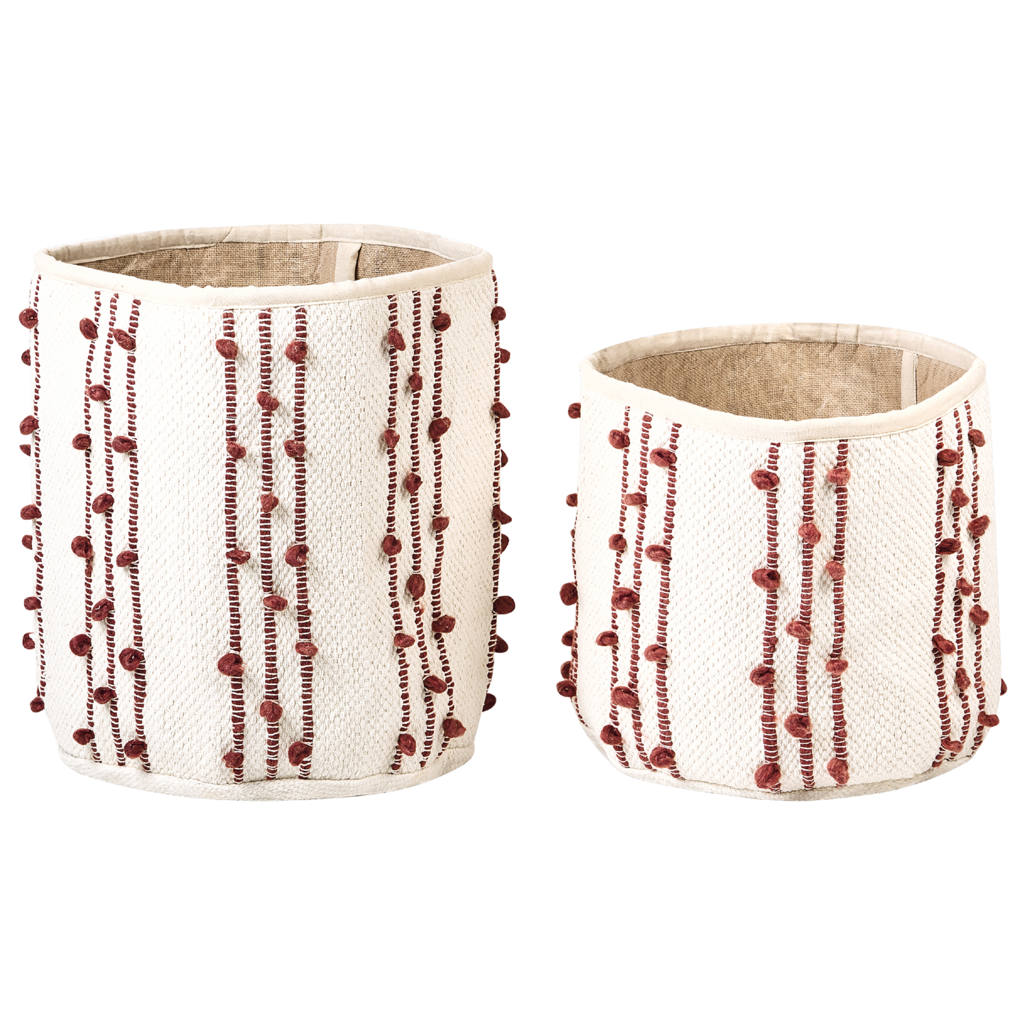 Beliani conjunto de 2 cestas de algodón beige/rojo khel
