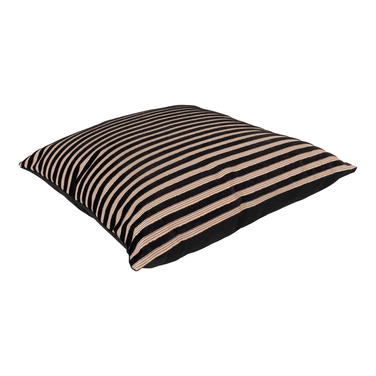 Cuscino rettangolare a strisce nere e beige 30 x 60 cm