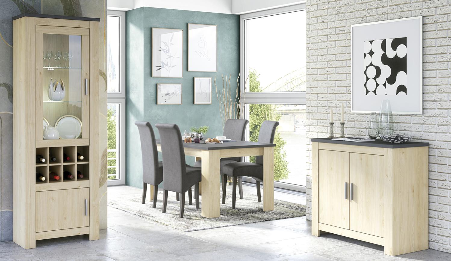Ensemble de salon complet meuble bas, set de 4 chaises, vitrine avec ...