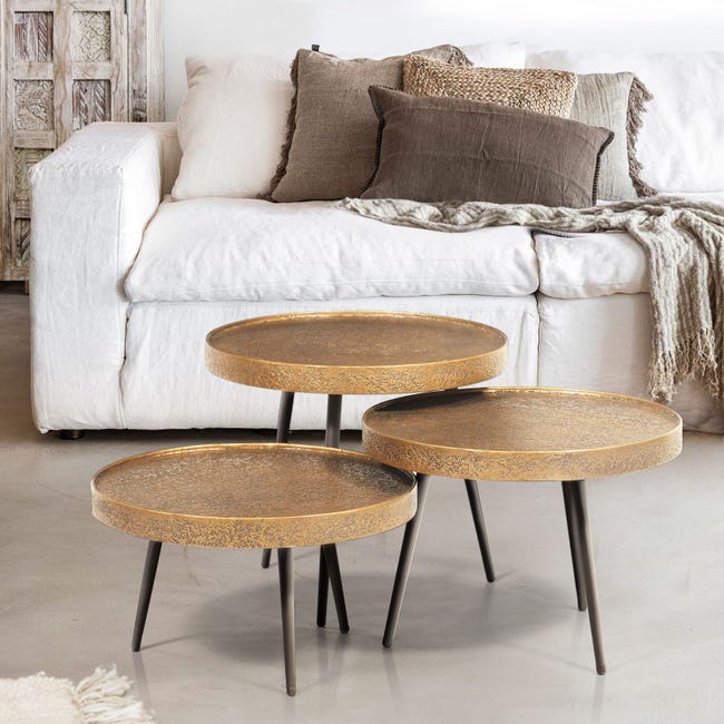 CONSTANTIA - Table basse ronde gigogne en métal doré | Leroy Merlin
