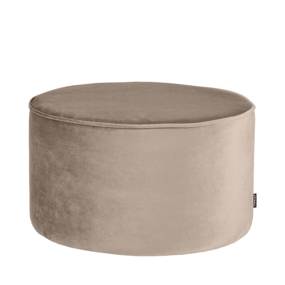 Puf Rond Beige Pouf rond velours S beige - SARA | Leroy Merlin