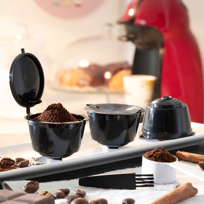 Tiroir universel capsules café et thé - Bois avec plateau cafetière effet  marbre