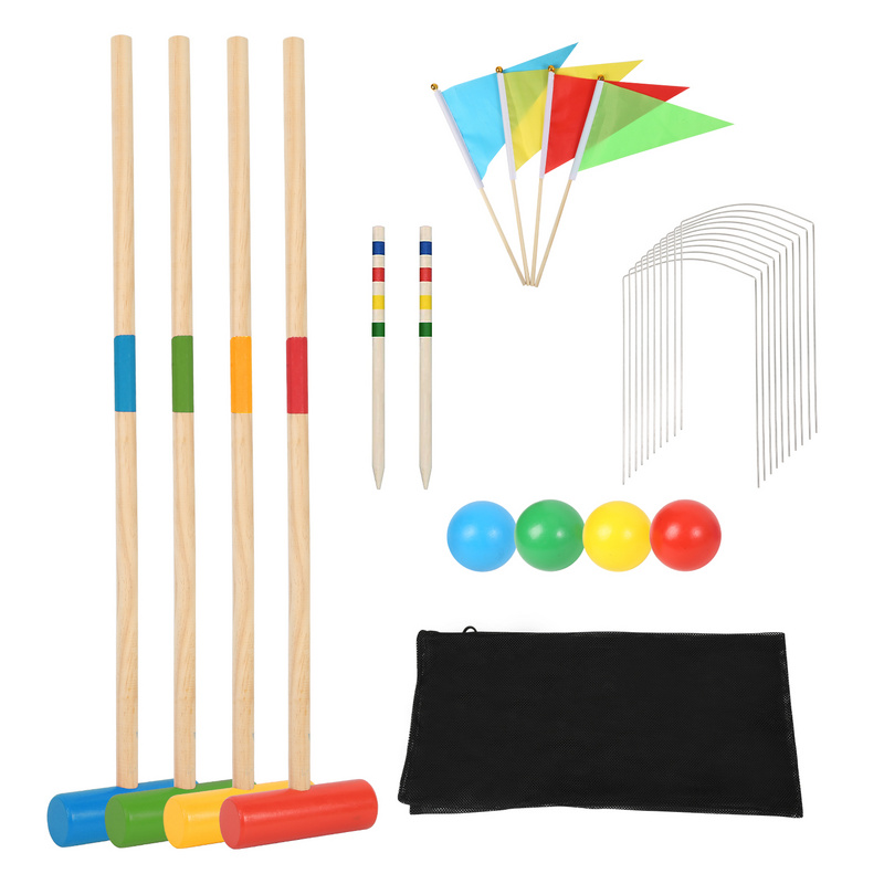 Jeu de croquet Ensemble de croquet pour 4 joueurs, Jeu en bois, enfants