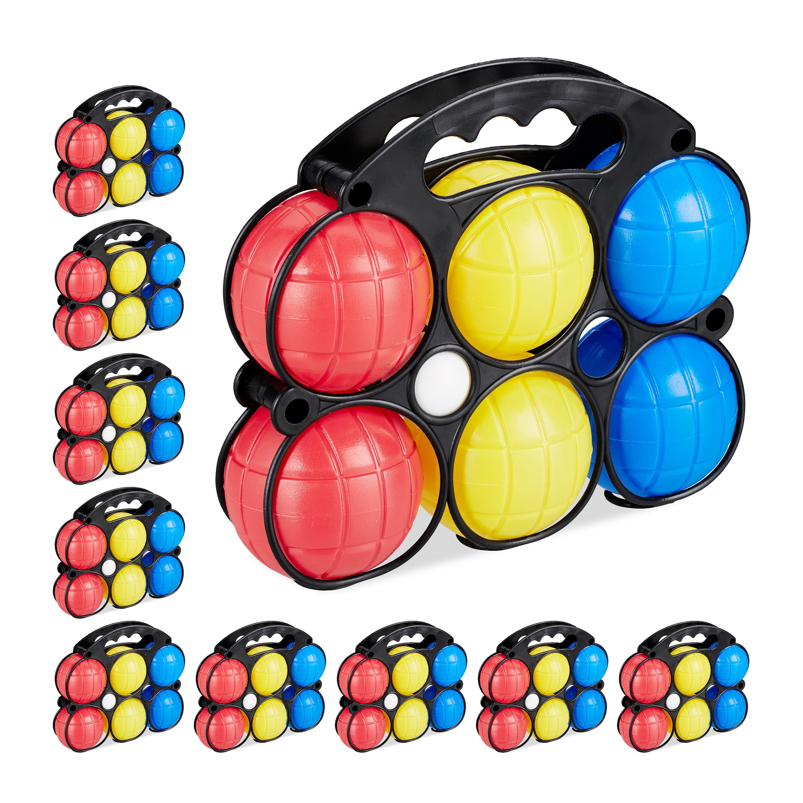 Boule de pétanque enfant, lot de 10 jeux, 60 boules, 3 couleurs