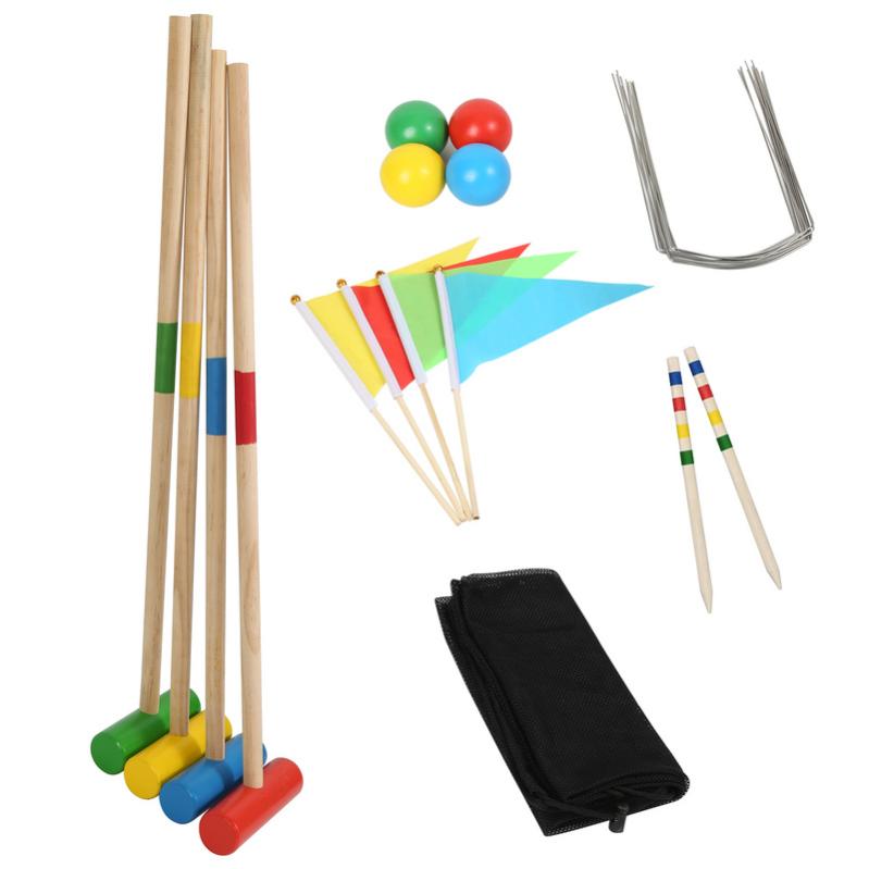 Jeu de croquet en bois, Ensemble de croquet pour 4 joueurs, set complet