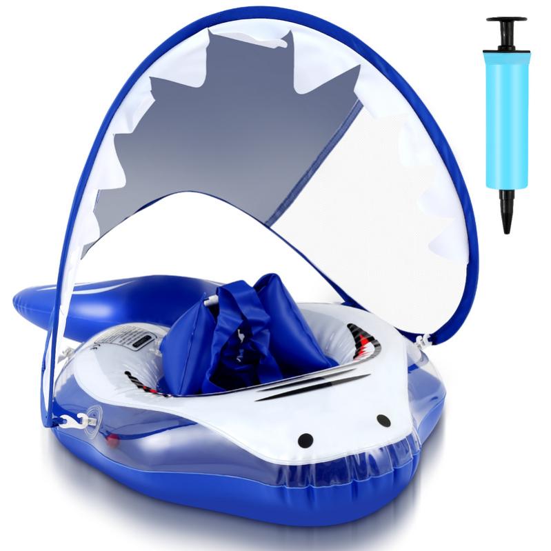 Pekelin – Bouée Bébé 3-36 Mois – PVC Doux, Ceinture De Sécurité, Airbags De Protection, Pompe Incluse – Rose/bleu