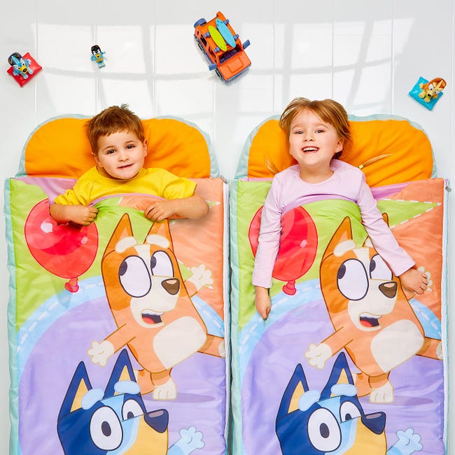 Lit gonflable d'appoint pour enfants - Bluey - motif Bluey et Bingo - avec  sac de couchage intégré - 150 x 62 x 20 cm