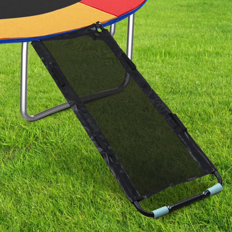 Scala Universale Per Trampolini Rotondi Kangui | Diametro 2.44m - 4.30m | 2 Gradini In PVC Antiscivolo | Colore Nero - 2