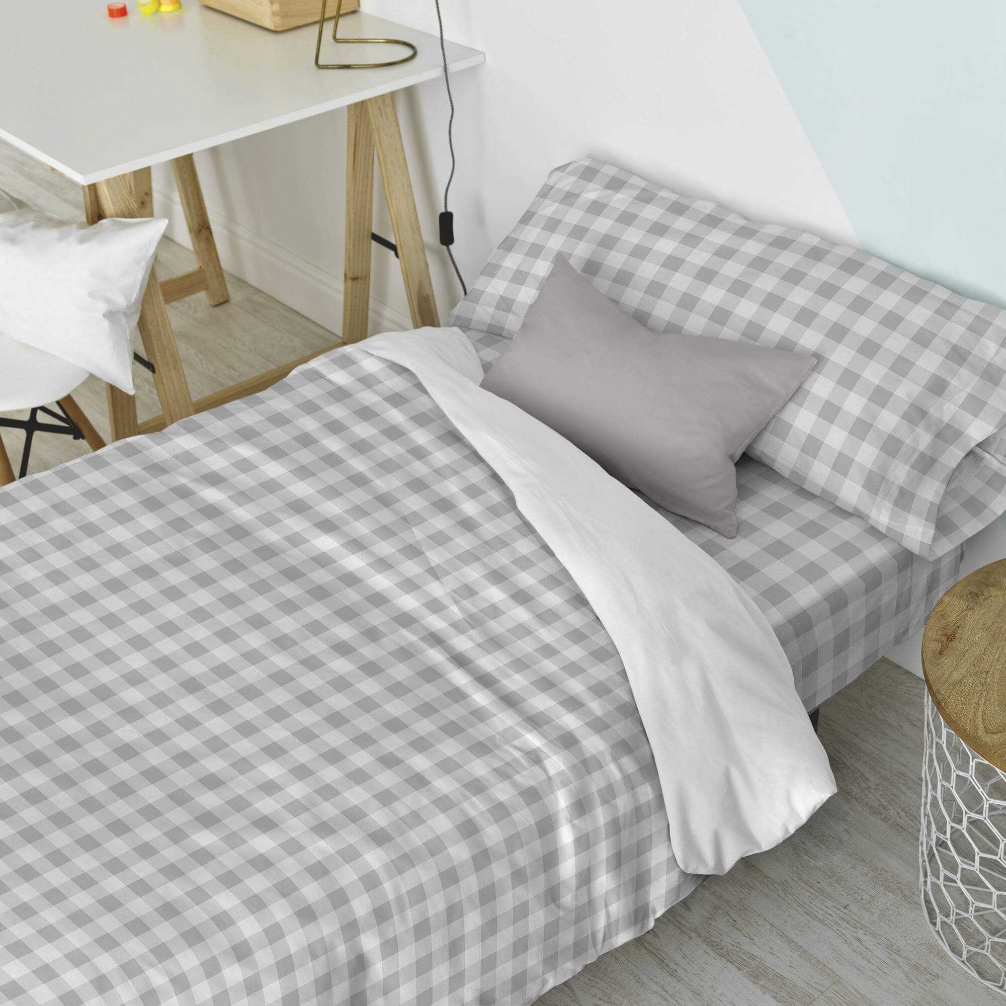 Vichy Parure housse de couette 155x220 cm | Leroy Merlin