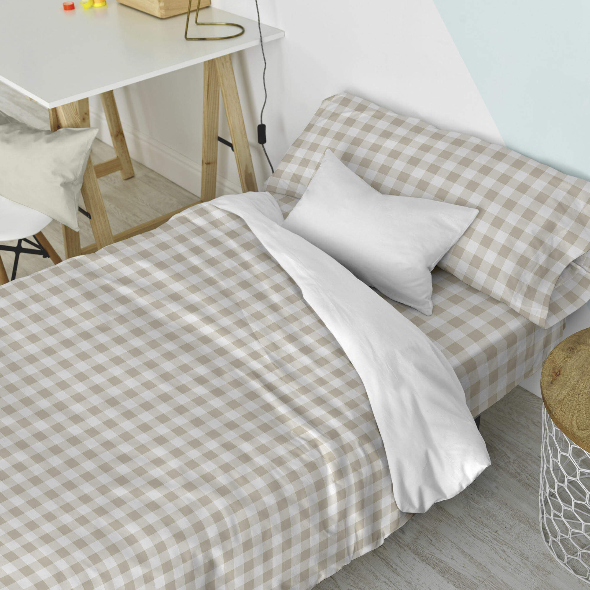 Vichy Parure housse de couette 180x220 cm | Leroy Merlin